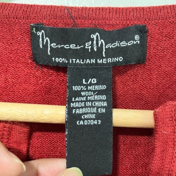 Mercer & Madison Red 100% Merino Wool Sweater – Size Large - Picture 6 of 9